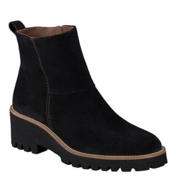 PAUL GREEN Jano Lug Sole Bootie In Black Suede Women Size 5 - Picture 1 of 8